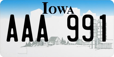 IA license plate AAA991