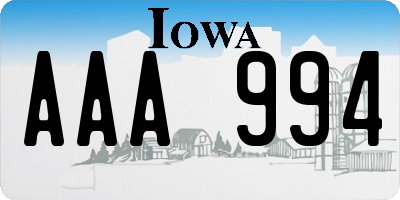 IA license plate AAA994