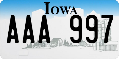 IA license plate AAA997