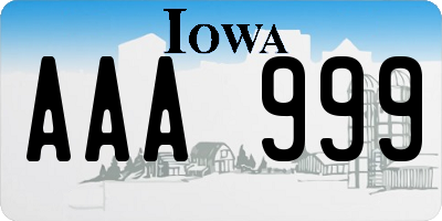 IA license plate AAA999