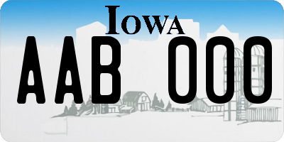 IA license plate AAB000