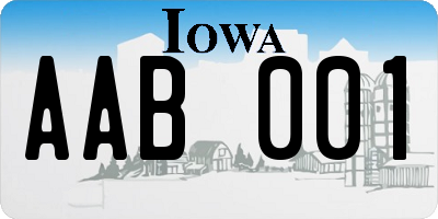 IA license plate AAB001