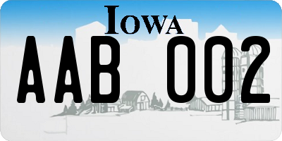 IA license plate AAB002