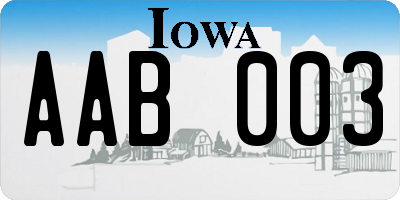 IA license plate AAB003