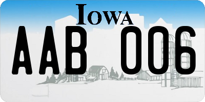 IA license plate AAB006