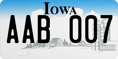 IA license plate AAB007