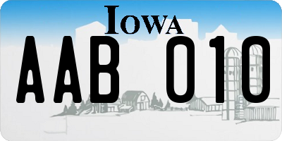 IA license plate AAB010