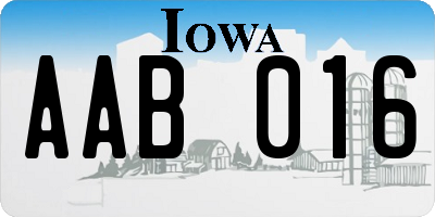 IA license plate AAB016