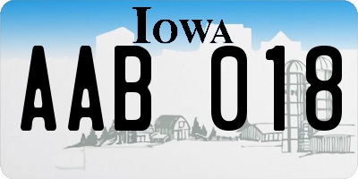 IA license plate AAB018