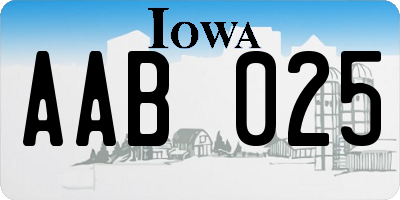 IA license plate AAB025