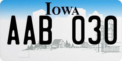 IA license plate AAB030