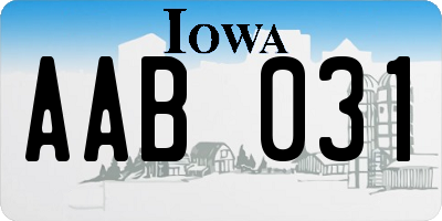 IA license plate AAB031