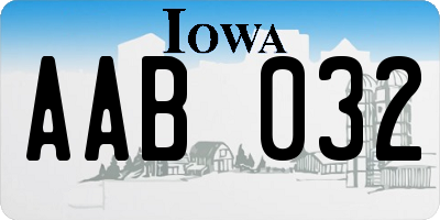 IA license plate AAB032