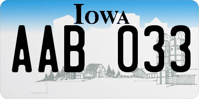 IA license plate AAB033