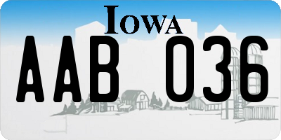 IA license plate AAB036