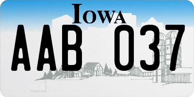 IA license plate AAB037