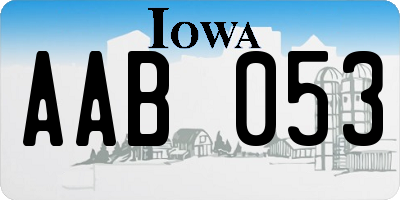 IA license plate AAB053