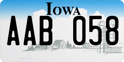 IA license plate AAB058