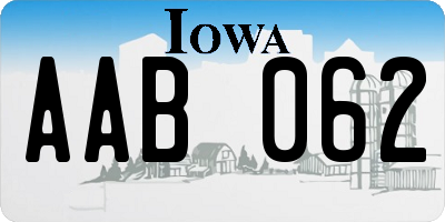 IA license plate AAB062