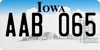 IA license plate AAB065