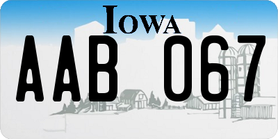 IA license plate AAB067