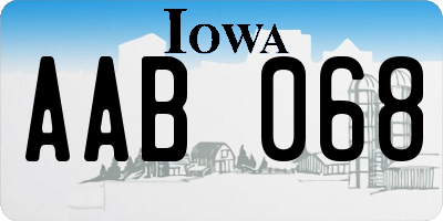 IA license plate AAB068