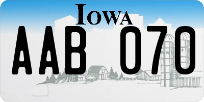 IA license plate AAB070