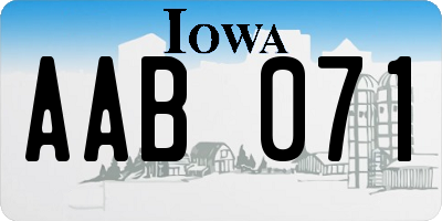 IA license plate AAB071