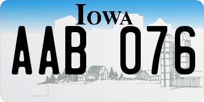 IA license plate AAB076