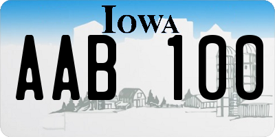 IA license plate AAB100