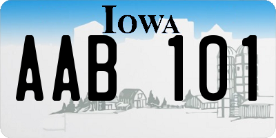 IA license plate AAB101