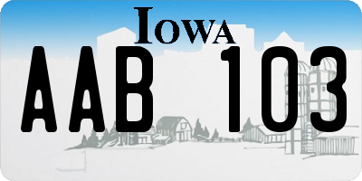 IA license plate AAB103