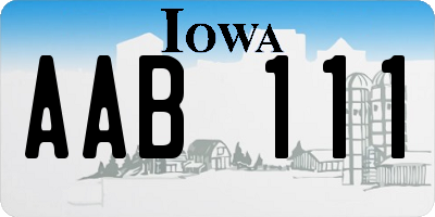 IA license plate AAB111