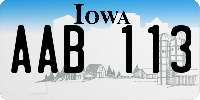 IA license plate AAB113