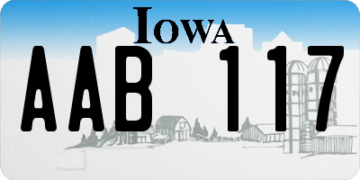 IA license plate AAB117