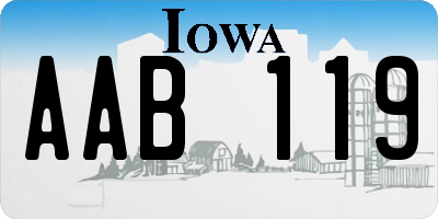 IA license plate AAB119