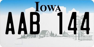 IA license plate AAB144