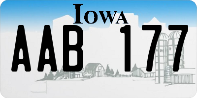 IA license plate AAB177