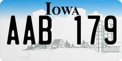 IA license plate AAB179