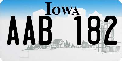 IA license plate AAB182