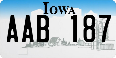 IA license plate AAB187