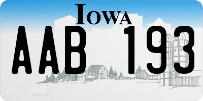 IA license plate AAB193