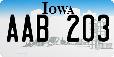 IA license plate AAB203