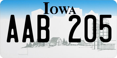 IA license plate AAB205