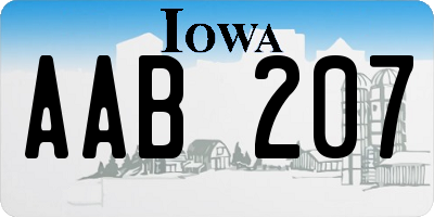 IA license plate AAB207