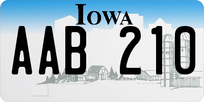 IA license plate AAB210