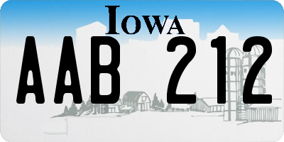 IA license plate AAB212