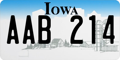 IA license plate AAB214