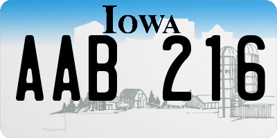 IA license plate AAB216