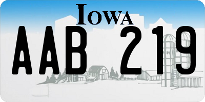 IA license plate AAB219